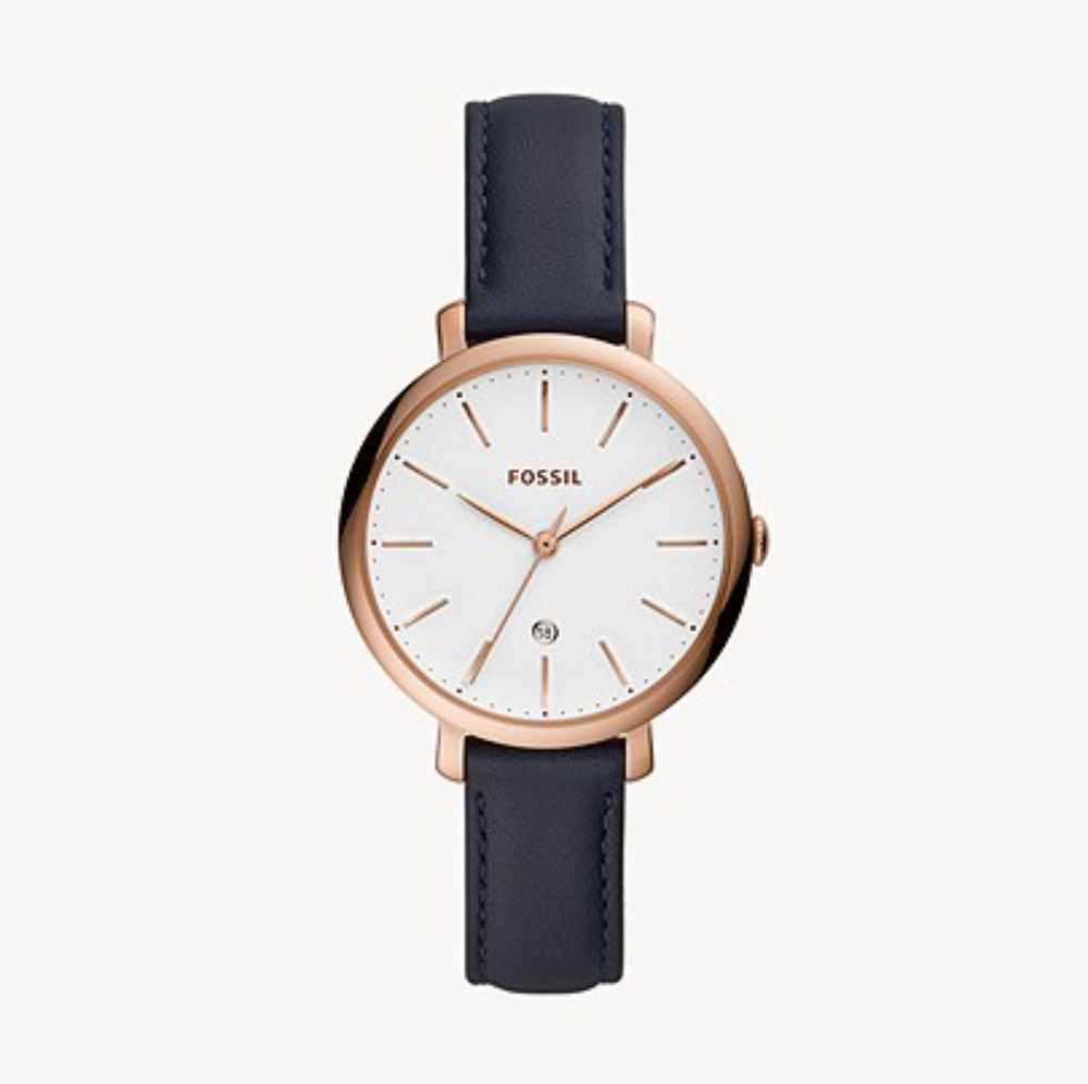 🌼 NWT Fossil navy leather watch